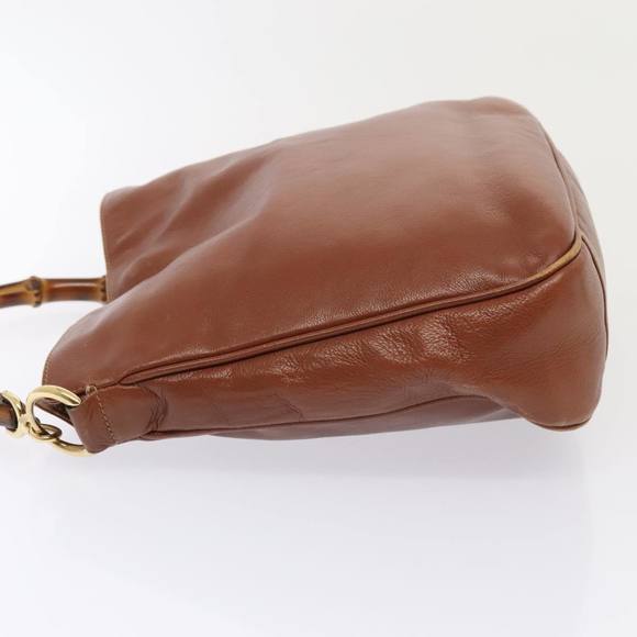 GUCCI Bamboo Hand Bag Leather 2way Brown Gold 001 1705 1638 Auth 92140 - Picture 4 of 16